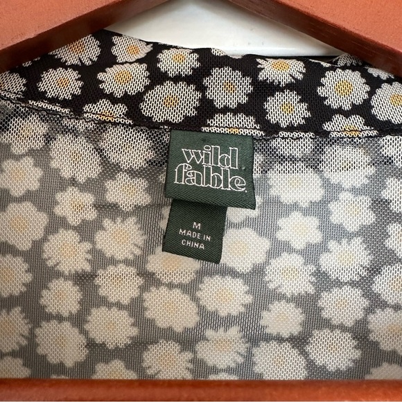 Wild Fable Sheer Mesh Daisy Mini Dress Button Front Black White M - Picture 6 of 12